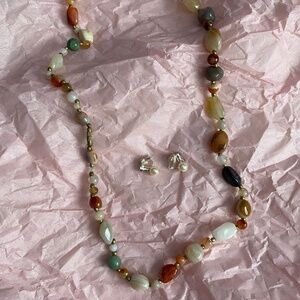Costume necklace and clip earrings